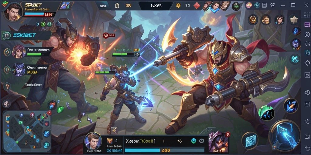 Tangkapan layar gameplay seru di arena MOBA 55KBET.