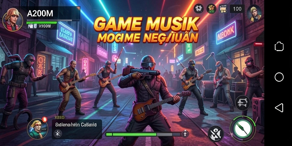 Gambaran gameplay A200M dengan pengguna menikmati musik.
