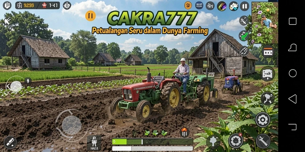 Screenshot gameplay CAKRA777 menunjukkan kegiatan berkebun yang seru dan interaktif.