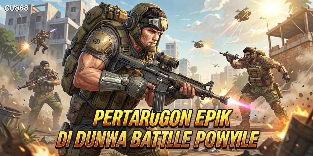 Screenshot gameplay CU888 menampilkan pertarungan Battle Royale yang mendebarkan.