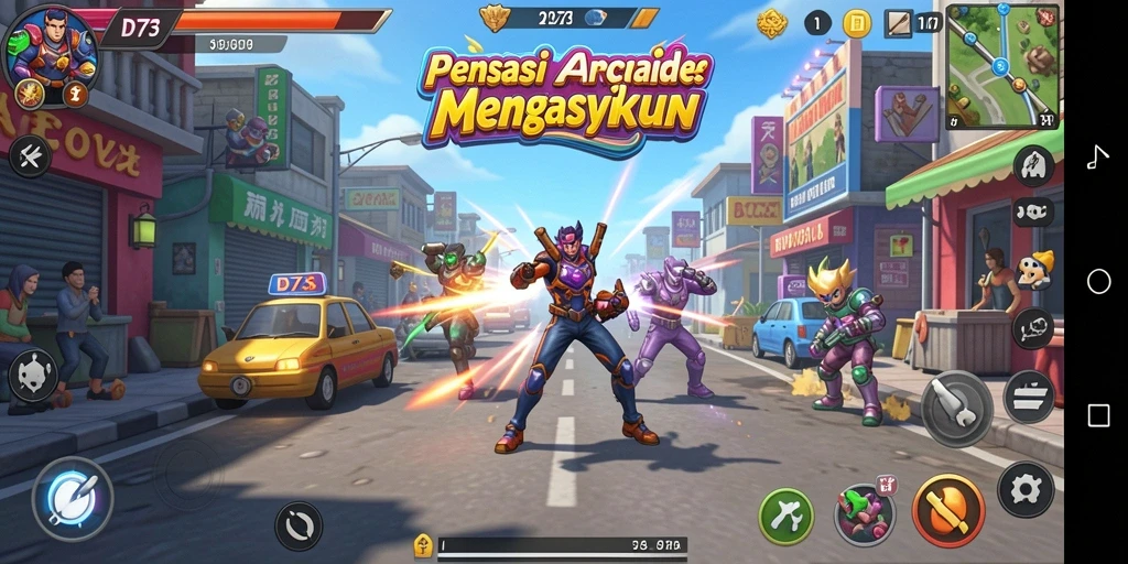 Tampilan gameplay D73 yang seru dan mendebarkan.