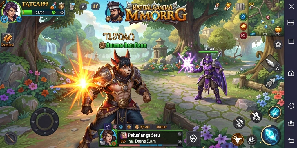 Tangkapan layar menunjukkan aksi seru dalam petualangan MMORPG.