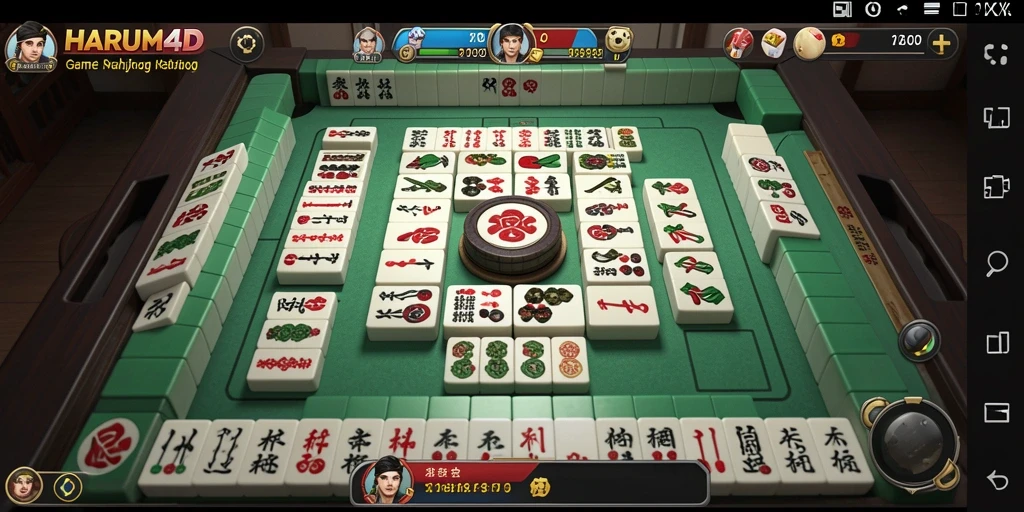 Tampilan seru gameplay HARUM4D yang penuh strategi Mahjong.