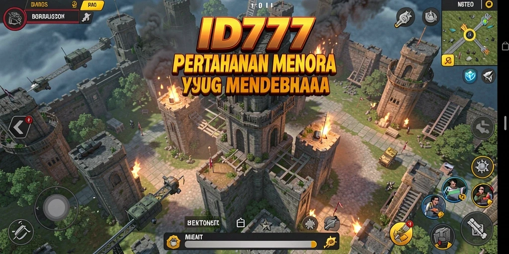 Tampilan menarik gameplay Tower Defense ID777 dengan menara strategis.