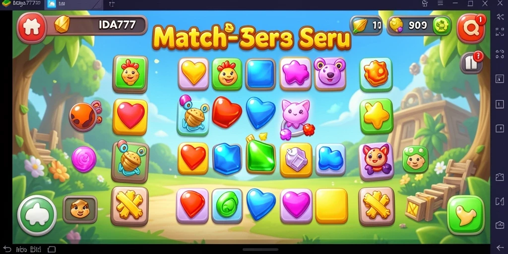 Screenshot IDA777 menampilkan gameplay seru dalam menyelesaikan tantangan Match-3.
