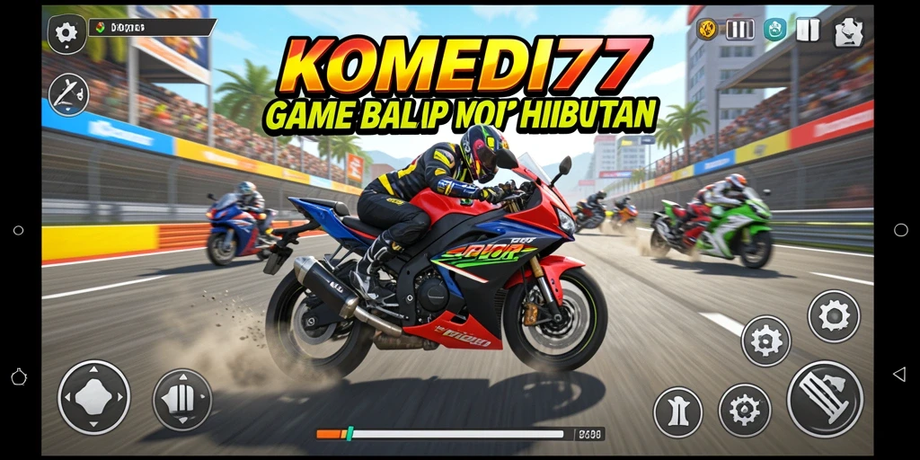 Tampilan seru dari gameplay balap motor di KOMEDI77.