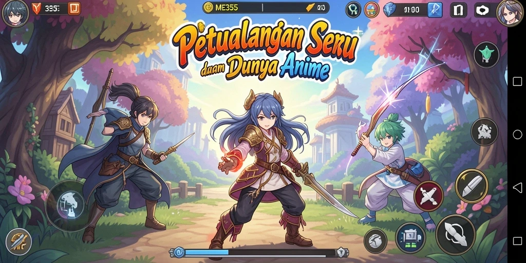 Tampilan gameplay menarik dari ME355 yang menggambarkan karakter Anime.