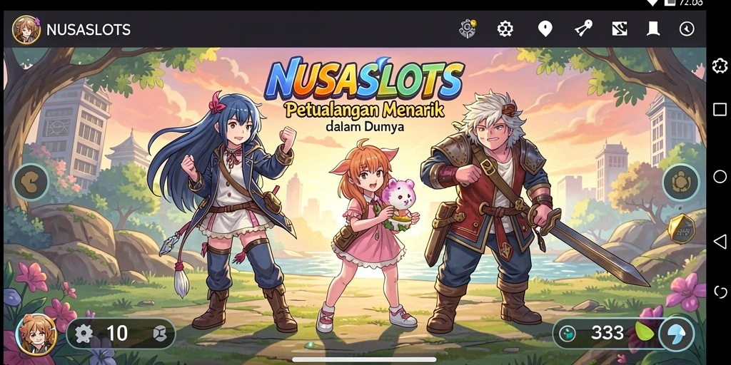 Tampilan gameplay NUSASLOTS yang penuh warna dan karakter anime.