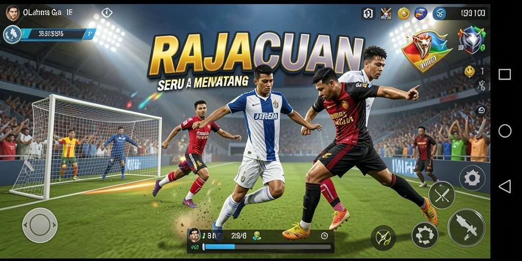 Gameplay seru di RAJACUAN, penuh aksi olahraga.