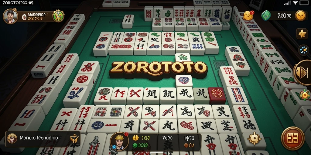 Screenshot ZOROTOTO menunjukkan gameplay Mahjong yang menarik dan menegangkan.